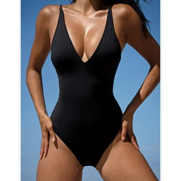 Berlook One Piece Swimsuit Black XS Extra Small Corset Lace Up Back NEW NWT Bag